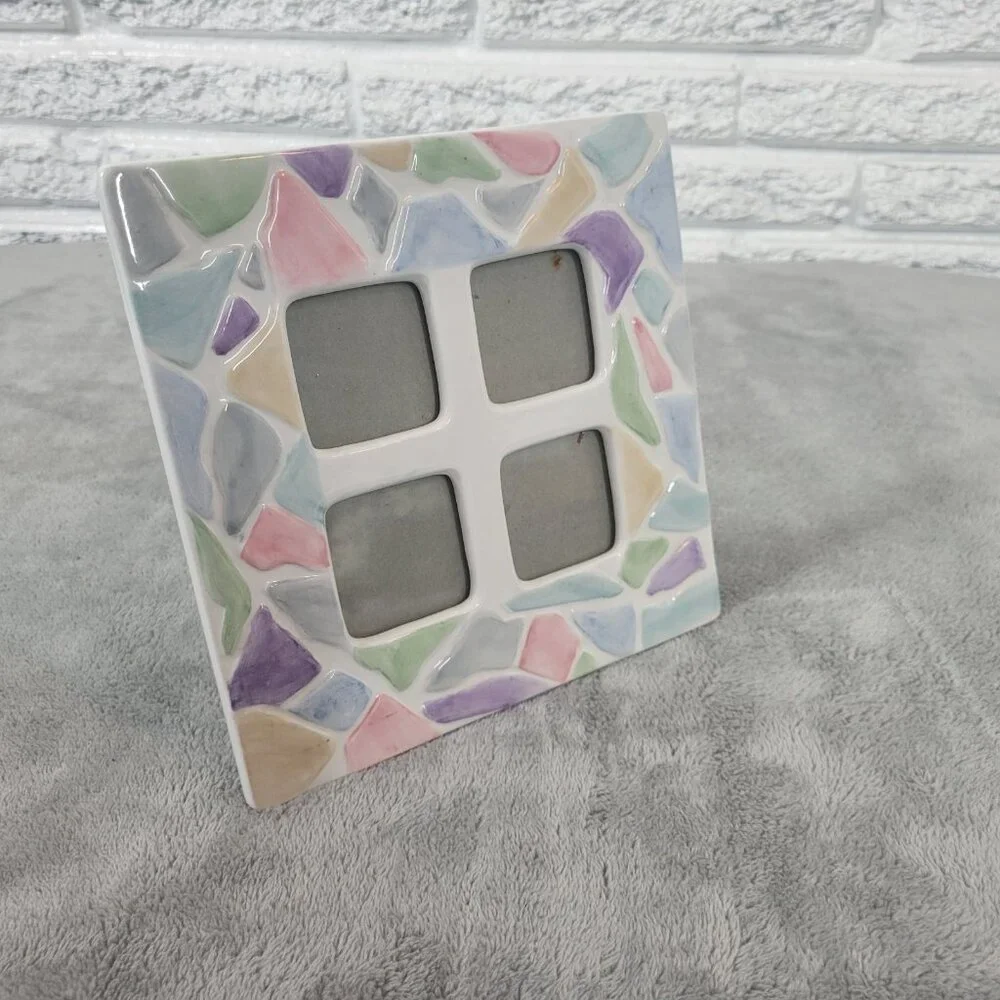 Connoisseur Ceramic 4-Opening Multi Photo Frame 2x2 Tabletop Picture Frame S82E